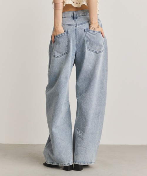 「Aunt Marie's」 デニムパンツ LARGE ライトブルー レディース_画像5