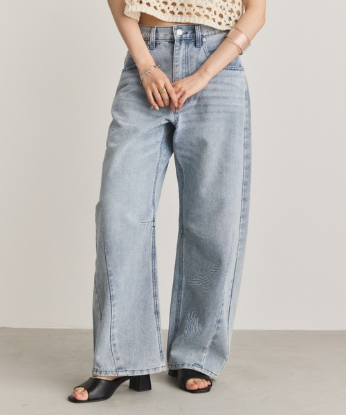 「Aunt Marie's」 デニムパンツ LARGE ライトブルー レディース_画像7