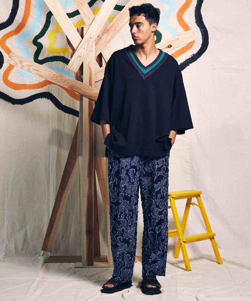 「MAISON SPECIAL」 半袖ニット 2 ブルー メンズの画像