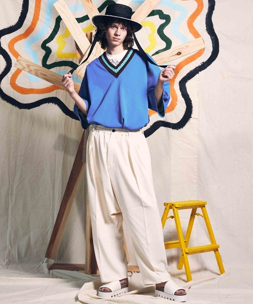 「MAISON SPECIAL」 半袖ニット 2 ブルー メンズの画像