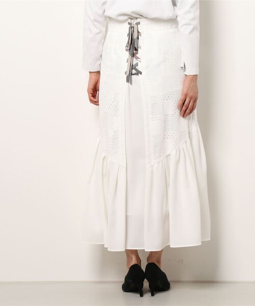 「BLUE LABEL CRESTBRIDGE」 フレアスカート 38 ホワイト レディース_画像5