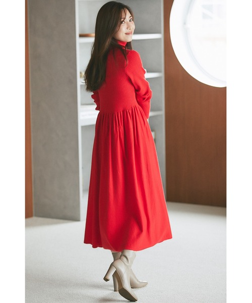「&. NOSTALGIA」 ニットワンピース FREE レッド レディース_画像4