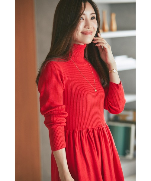 「&. NOSTALGIA」 ニットワンピース FREE レッド レディース_画像5