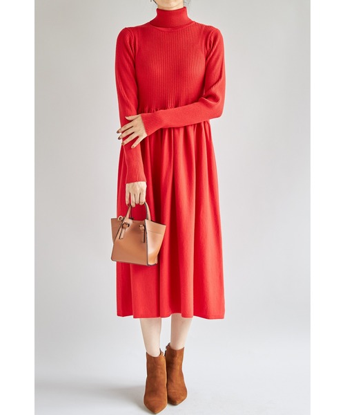 「&. NOSTALGIA」 ニットワンピース FREE レッド レディース_画像6