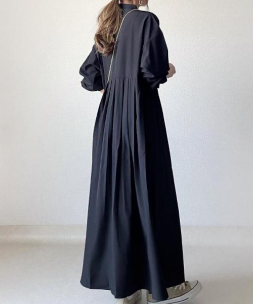 VIBGYOR ワンピース FReePLACe/長袖 ロング丈 ブラックワンピース