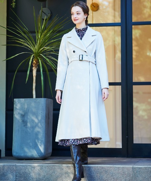 「AND COUTURE」 ステンカラーコート MEDIUM オフホワイト レディース_画像7