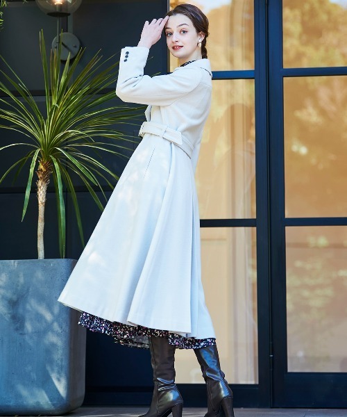 「AND COUTURE」 ステンカラーコート MEDIUM オフホワイト レディース_画像8