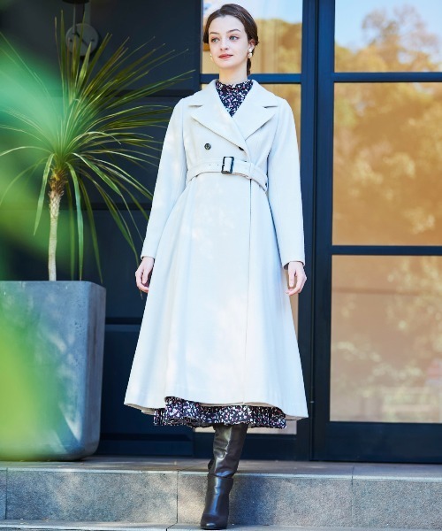 「AND COUTURE」 ステンカラーコート MEDIUM オフホワイト レディース_画像9