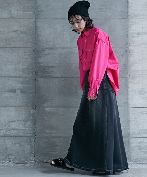 「GEVS.」 長袖シャツ 3L ピンク レディース_画像4