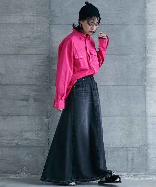 「GEVS.」 長袖シャツ 3L ピンク レディース_画像5