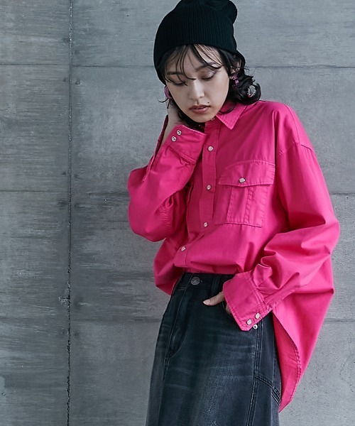 「GEVS.」 長袖シャツ 3L ピンク レディース_画像6