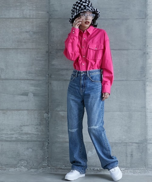 「GEVS.」 長袖シャツ 3L ピンク レディース_画像7