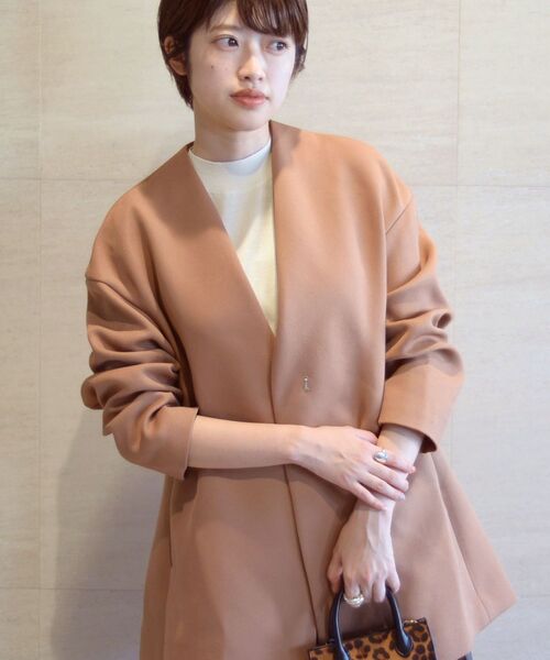 「SHIPS」 ノーカラーコート 36 ナチュラル レディース_画像2