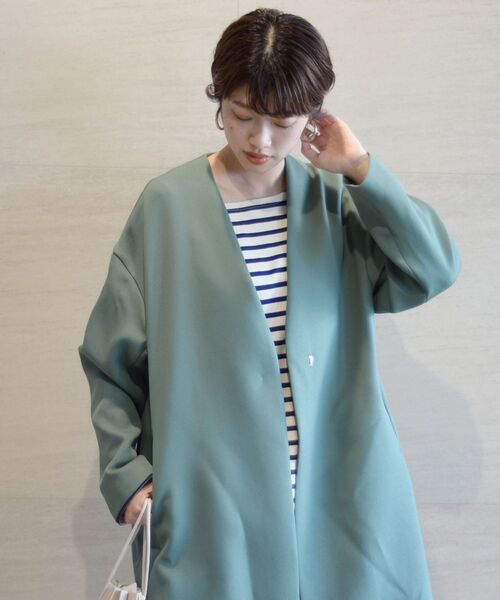 「SHIPS」 ノーカラーコート 36 ナチュラル レディース_画像3