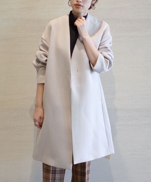 「SHIPS」 ノーカラーコート 36 ナチュラル レディース_画像5