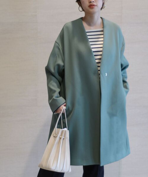 「SHIPS」 ノーカラーコート 36 ナチュラル レディース_画像6