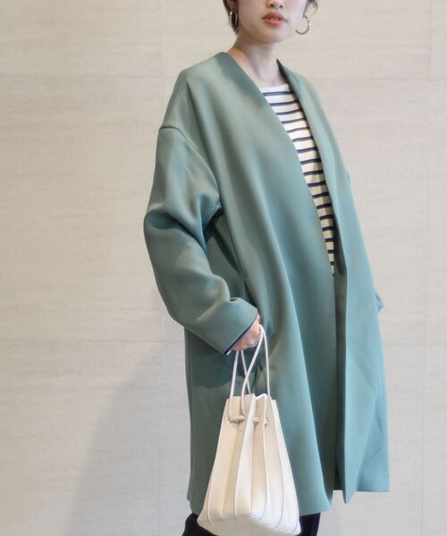 「SHIPS」 ノーカラーコート 36 ナチュラル レディース_画像7