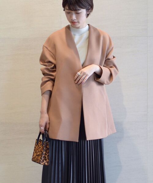 「SHIPS」 ノーカラーコート 36 ナチュラル レディース_画像8