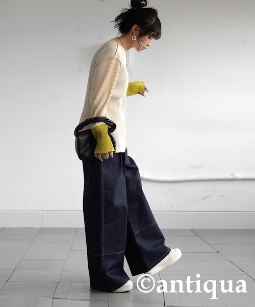 「antiqua」 長袖カットソー ONESIZE ベージュ レディース_画像2