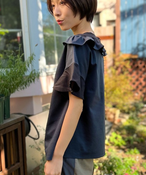 「AVIE」 半袖カットソー 38 ネイビー レディース_画像2