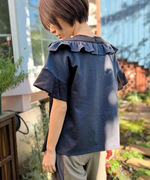 「AVIE」 半袖カットソー 38 ネイビー レディース_画像3