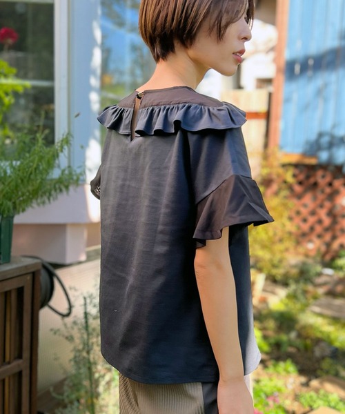 「AVIE」 半袖カットソー 38 ネイビー レディース_画像5