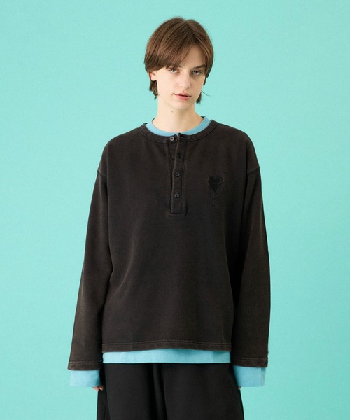 ONCILY（オンシェリー） tシャツ HEART LOGO HENLEY NECK LAYERED SET