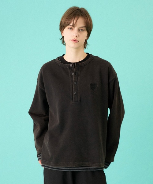 ONCILY（オンシェリー） tシャツ HEART LOGO HENLEY NECK LAYERED SET