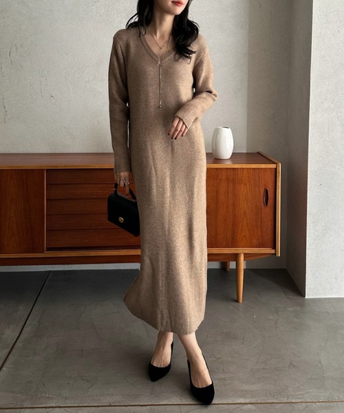 「Eclat one」 ニットワンピース FREE アイボリー レディース_画像2