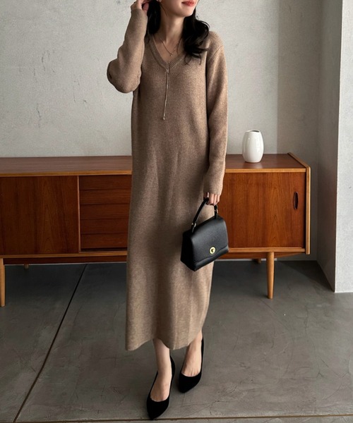 「Eclat one」 ニットワンピース FREE アイボリー レディース_画像3