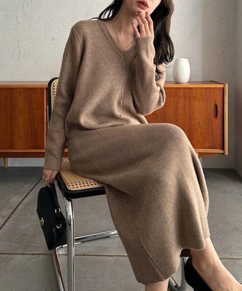 「Eclat one」 ニットワンピース FREE アイボリー レディース_画像4