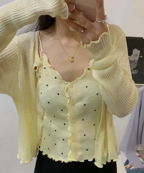【SNSで話題！】シアーリブレースカーディガン♡未使用タグ付き♡ Ada. カーディガン 「Mellfy」シアー メロウ クルーネック リブ