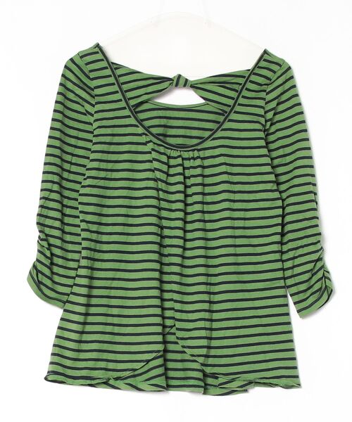 「BURBERRY BLUE LABEL」 ボーダー柄長袖カットソー 38 グリーン レディースの画像2