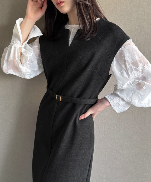 「junoah」 サロペットスカート MEDIUM チャコール レディース_画像7