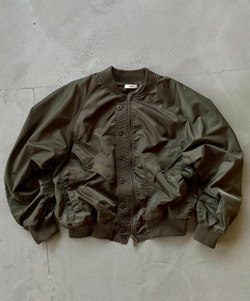 Perushu ブルゾン アウター L2B double zip up button flight jacket