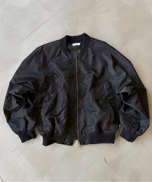Perushu ブルゾン アウター L2B double zip up button flight jacket