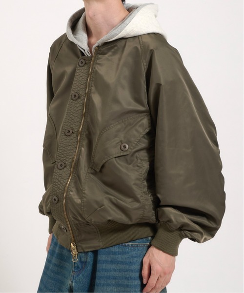 Perushu ブルゾン アウター L2B double zip up button flight jacket