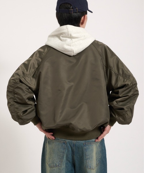 Perushu ブルゾン アウター L2B double zip up button flight jacket