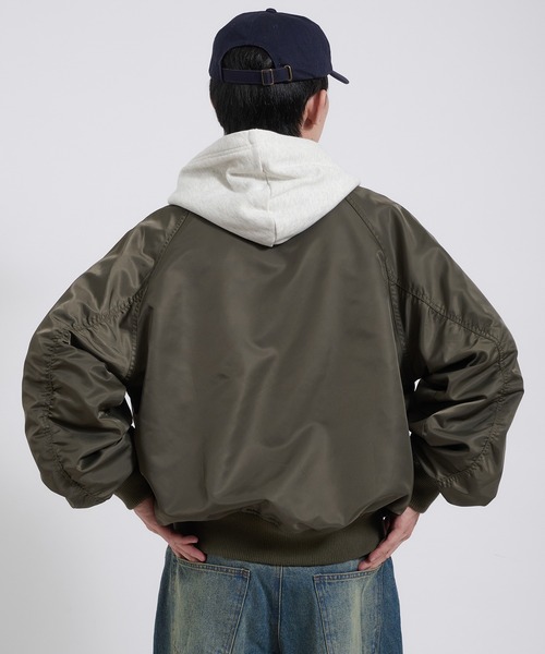 Perushu ブルゾン アウター L2B double zip up button flight jacket