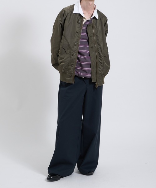Perushu ブルゾン アウター L2B double zip up button flight jacket