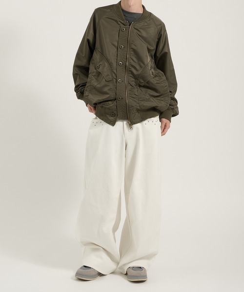 ブーちゃん。プロフ必読下さい❗ アウター　M(L相当) Perushu ブルゾン アウター L2B double zip up button flight jacket