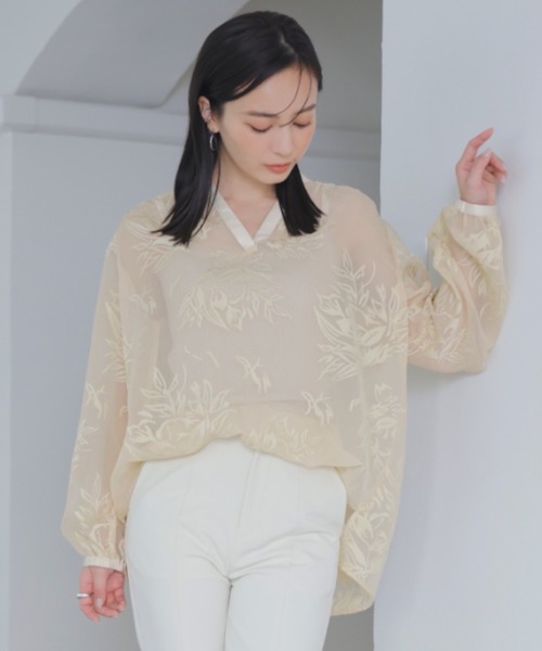 「anuans」 長袖チュニック FREE ネイビー レディース_画像3