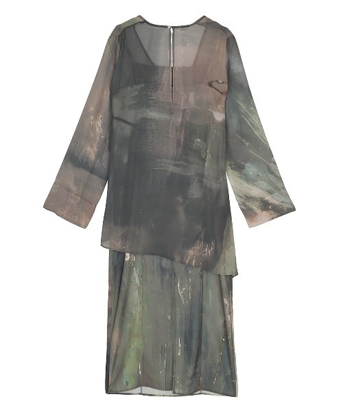 Ameri（アメリ） ドレス PAINTED TEXTURE ART LAYERED DRESS