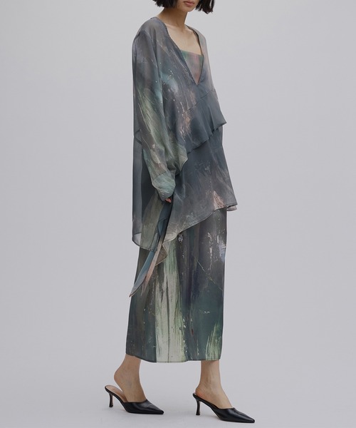 Ameri(アメリ) ドレス PAINTED TEXTURE ART LAYERED DRESS Ameri(アメリ) ドレス PAINTED TEXTURE ART LAYERED DRESS