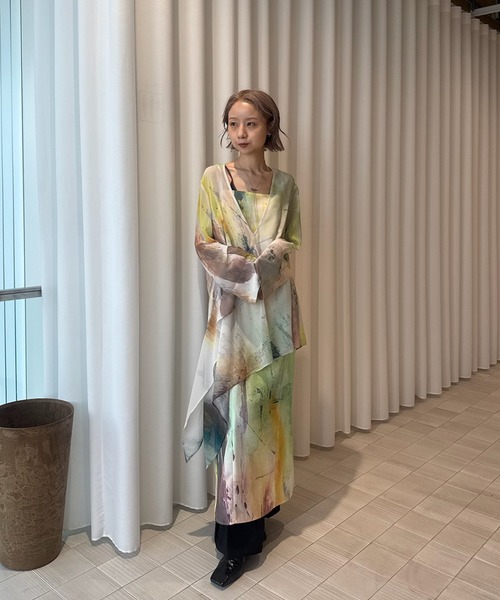 Ameri（アメリ） ドレス PAINTED TEXTURE ART LAYERED DRESS