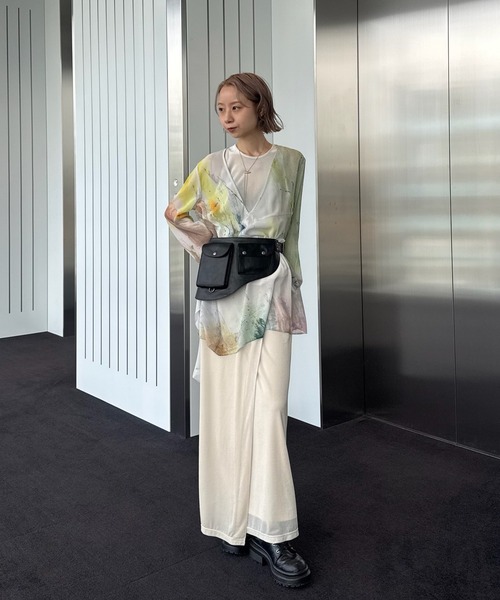 Ameri（アメリ） ドレス PAINTED TEXTURE ART LAYERED DRESS