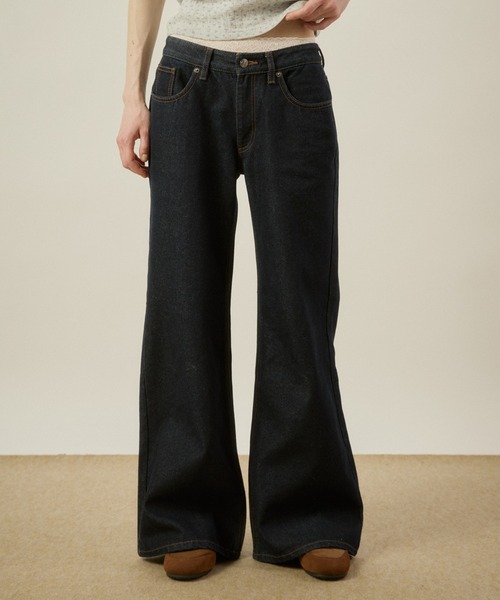 hazyl ジーンズ デニム デニムパンツ Low-rise wide-leg pants