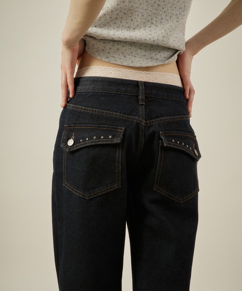 hazyl ジーンズ デニム デニムパンツ Low-rise wide-leg pants