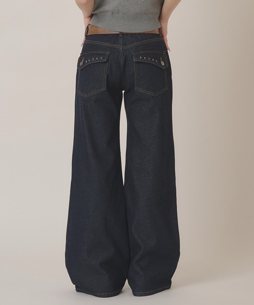 hazyl ジーンズ デニム デニムパンツ Low-rise wide-leg pants