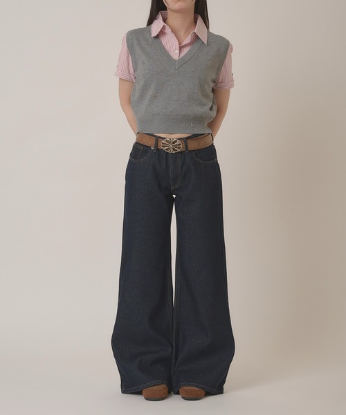 hazyl ジーンズ デニム デニムパンツ Low-rise wide-leg pants